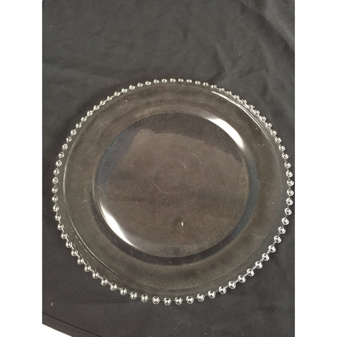 Charger Plates - Glass Silver Beaded image 0